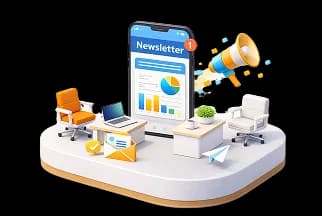 Newsletter marketing 3D illustration